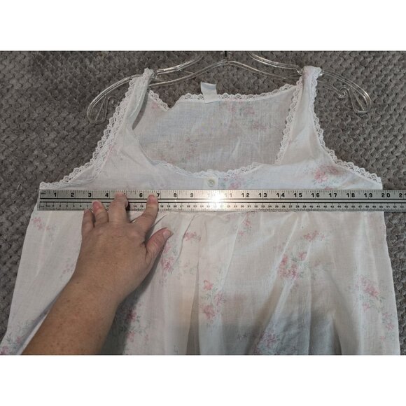 Vintage 80s/90s White Floral Breastfeeding Nightgown | Maternity Lace Ruffle M - Picture 5 of 5